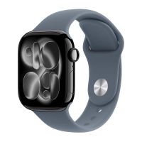 Apple Watch Series 11, 42 mm, Jet Black Aluminum Anchor blue Sport Band S/M