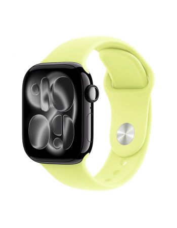 Apple Watch Series 11, 42 mm, Jet Black Aluminum Neon Yellow Sport Band M/L