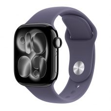 Apple Watch Series 11, 42 mm, Jet Black Aluminum Purple Fog Sport Band M/L