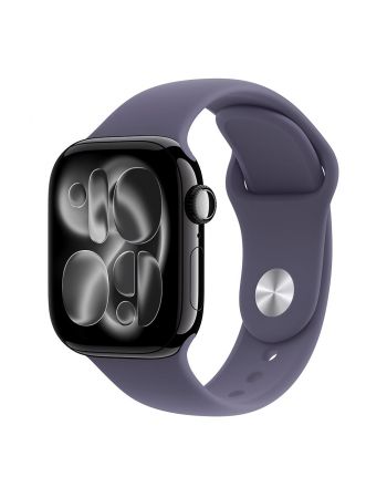 Apple Watch Series 11, 46 mm, Jet Black Aluminum Purple Fog Sport Band S/M