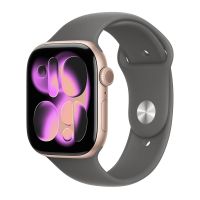 Apple Watch Series 11, 46 mm, Rose Gold Aluminum Stone Gray Sport Band S/M