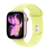 Apple Watch Series 11, 46 mm, Rose Gold Aluminum Neon Yellow Sport Band M/L
