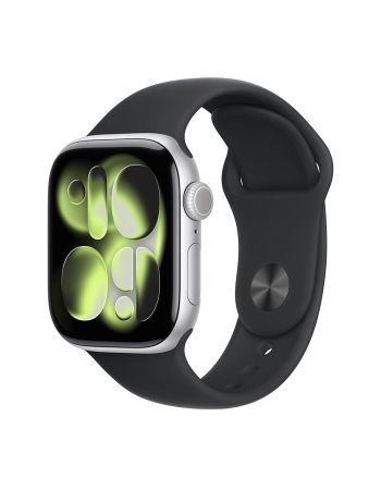 Apple Watch Series 11, 42 mm, Silver Aluminum Black Sport Band S/M