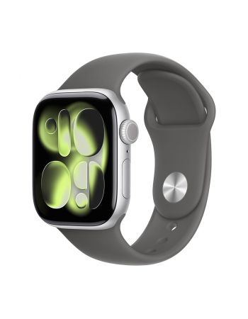 Apple Watch Series 11, 42 mm, Silver Aluminum Stone Gray Sport Band S/M