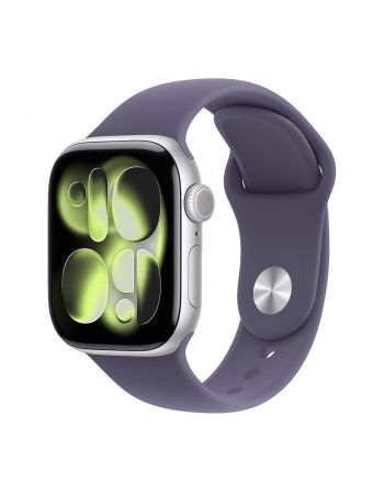 Apple Watch Series 11, 46 mm, Silver Aluminum Purple Fog Sport Band S/M