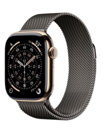 Apple Watch Series 11, 46 mm, Gold Titanium GPS+Cellular, Slate Milanese Loop M/L