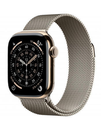 Apple Watch Series 11, 46 mm, Gold Titanium GPS+Cellular, Natural Milanese Loop S/M