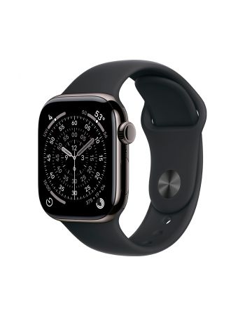 Apple Watch Series 11, 42 mm, Slate Titanium GPS+Cellular, Black Sport Band S/M