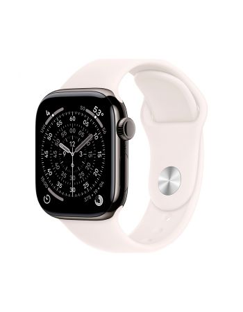 Apple Watch Series 11, 42 mm, Slate Titanium GPS+Cellular, Light Blush Sport Band S/M