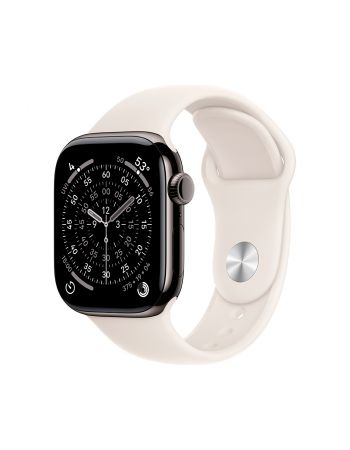 Apple Watch Series 11, 42 mm, Slate Titanium GPS+Cellular, Starlight Sport Band S/M