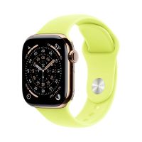 Apple Watch Series 11, 42 mm, Gold Titanium GPS+Cellular, Neon Yellow Sport Band S/M