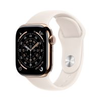 Apple Watch Series 11, 42 mm, Gold Titanium GPS+Cellular, Starlight Sport Band M/L