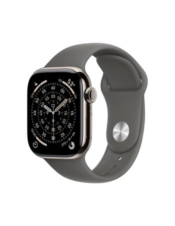 Apple Watch Series 11, 42 mm, Nalural Titanium GPS+Cellular, Stone Gray Sport Band S/M