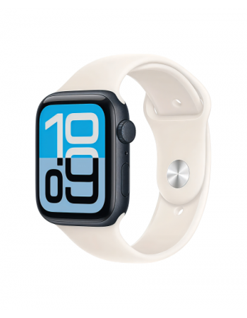 Apple Watch SE 3 44 mm, Midnight Aluminum Starlight Sport Band (M/L)