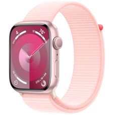 Apple Watch Series 9, 41 мм, корпус из алюминия розового цвета, нейлоновый ремешок нежно-розового цвета