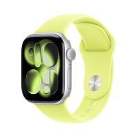 Apple Watch Series 11 46mm, Silver Aluminum Case with Sport Band Neon Yellow