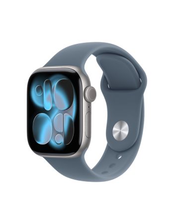Apple Watch Series 11 46mm, Silver Aluminum Case with Sport Band Anchor Blue