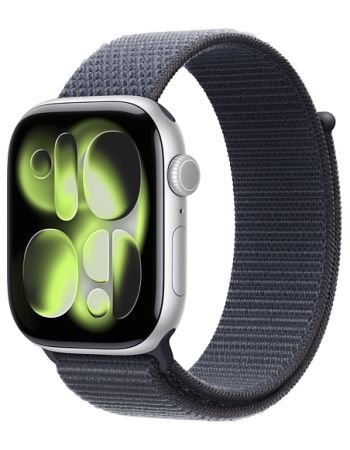 Apple Watch Series 11 46mm, Silver Aluminum Case with Sport Loop Anchor Blue