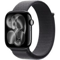 Apple Watch Series 11 46mm, Jet Black Aluminum Case with Sport Loop Dark Gray