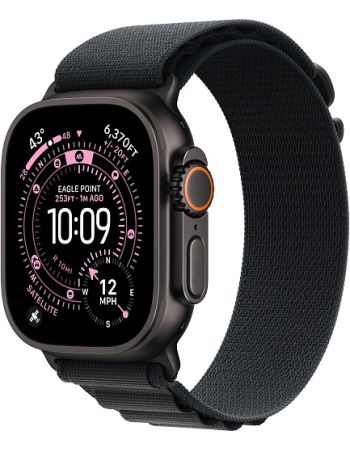 Apple Watch Ultra 3, Black Titanium Case with Black Alpine Loop (L)