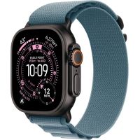 Apple Watch Ultra 3, Black Titanium Case with Light Blue Alpine Loop (M)