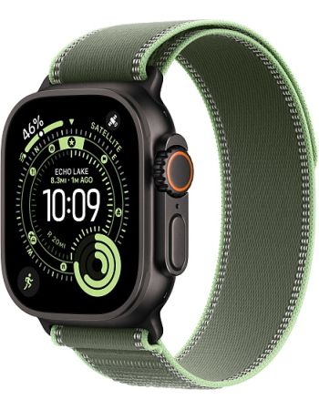 Apple Watch Ultra 3, Black Titanium Case with Green/Neon Trail Loop (S/M)