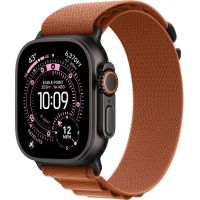Apple Watch Ultra 3, Black Titanium Case with Terra Cotta Alpine Loop (S)