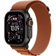 Apple Watch Ultra 3, Black Titanium Case with Terra Cotta Alpine Loop (L)