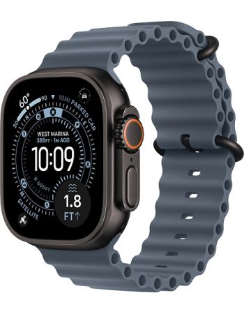 Apple Watch Ultra 3, Black Titanium Case with Anchor Blue Ocean Band