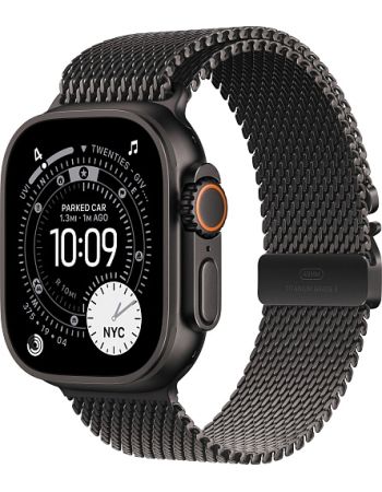 Apple Watch Ultra 3, Black Titanium Case with Black Titanium Milanese Loop