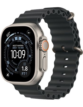 Apple Watch Ultra 3, Natural Titanium Case with Black Ocean Band