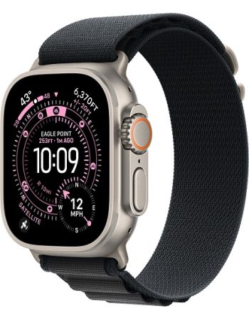 Apple Watch Ultra 3, Natural Titanium Case with Black Alpine Loop (S)