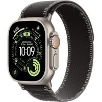 Apple Watch Ultra 3, Natural Titanium Case with Black/Charcoal Trail Loop (S/M)