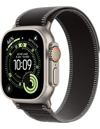 Apple Watch Ultra 3, Natural Titanium Case with Black/Charcoal Trail Loop (S/M)