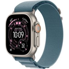 Apple Watch Ultra 3, Natural Titanium Case with Light Blue Alpine Loop (L)