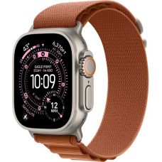 Apple Watch Ultra 3, Natural Titanium Case with Terra Cotta Alpine Loop (L)