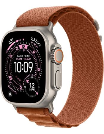 Apple Watch Ultra 3, Natural Titanium Case with Terra Cotta Alpine Loop (M)