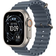 Apple Watch Ultra 3, Natural Titanium Case with Anchor Blue Ocean Band