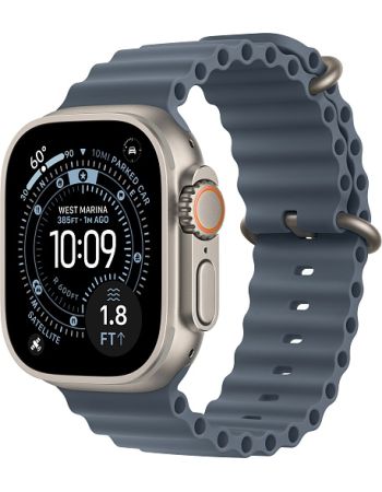 Apple Watch Ultra 3, Natural Titanium Case with Anchor Blue Ocean Band