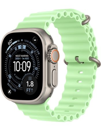 Apple Watch Ultra 3, Natural Titanium Case with Neon Green Ocean Band