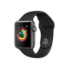 Apple Watch Series 3, 38 мм, корпус из алюминия цвета «серый космос», спортивный ремешок чёрного цвета