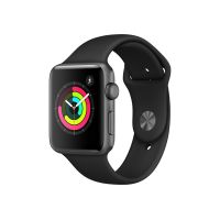 Apple Watch Series 3, 42 мм, корпус из алюминия цвета «серый космос», спортивный ремешок чёрного цвета