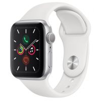 Умные часы Apple Watch Series 5, 40 мм, корпус из алюминия цвета «серебряный», спортивный ремешок цвета белый