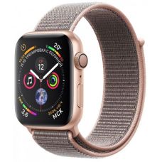 Apple Watch Series 4, 40 мм, корпус из золотистого алюминия, спортивный браслет цвета «розовый песок»