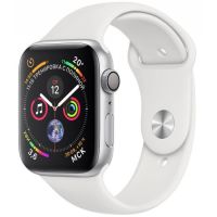 Apple Watch Series 4, 40 мм, корпус из серебристого алюминия, спортивный ремешок белого цвета