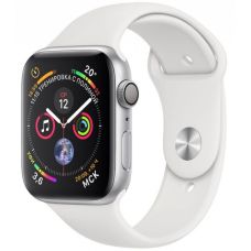 Apple Watch Series 4, 40 мм, корпус из серебристого алюминия, спортивный ремешок белого цвета