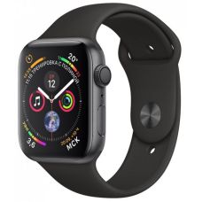 Apple Watch Series 4, 40 мм, корпус из алюминия цвета «серый космос», спортивный ремешок черного цвета